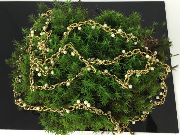 Vintage Heavy Set Gold and Pearl Long Guard Chain Necklace