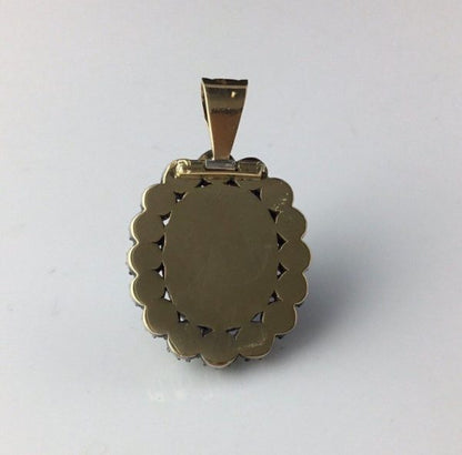 Antique Georgian Diamond and Blue Enamel Guilloche Pendant