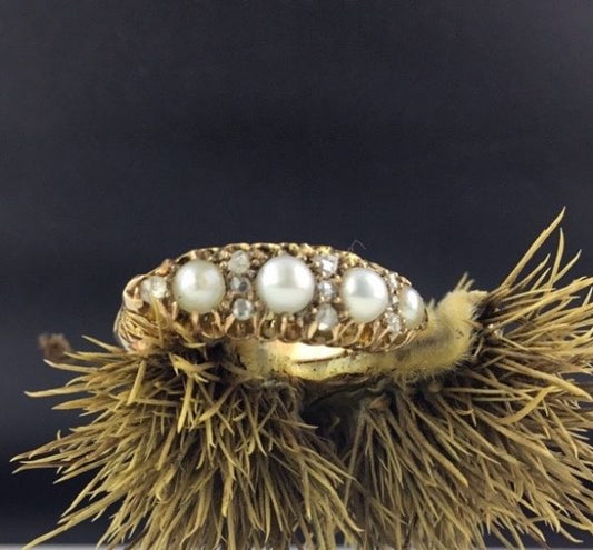 Pearl and Diamond Antique Victorian Ring