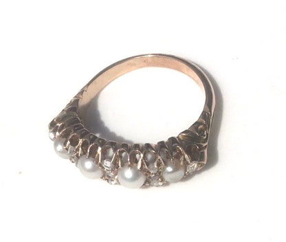 Pearl and Diamond Antique Victorian Ring