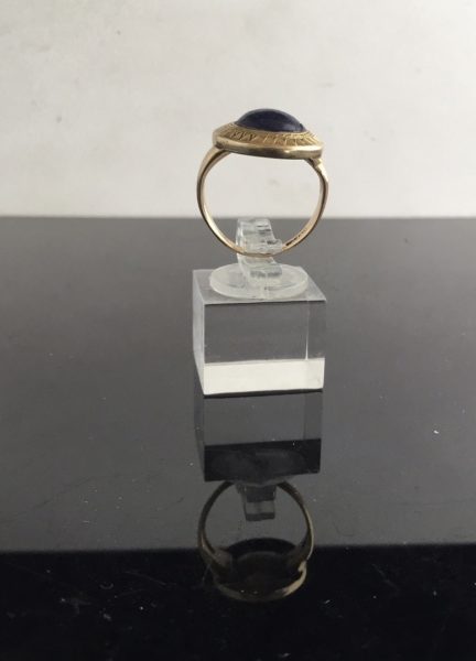 Antique Victorian Etruscan Style Lapis Lazuli Set Ring