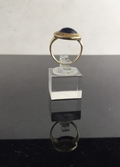 Antique Victorian Etruscan Style Lapis Lazuli Set Ring