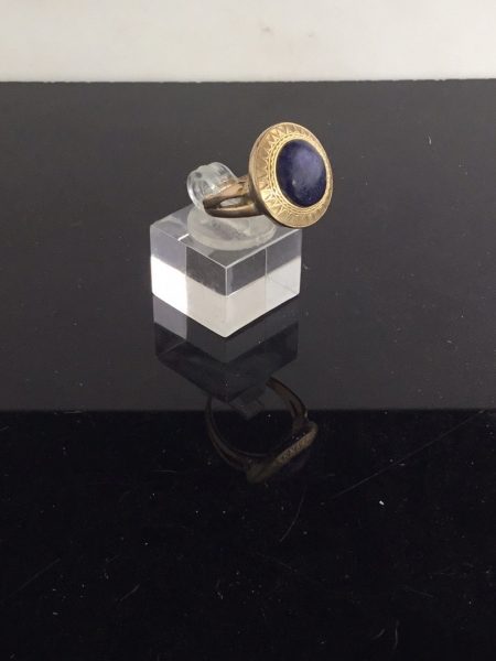 Antique Victorian Etruscan Style Lapis Lazuli Set Ring