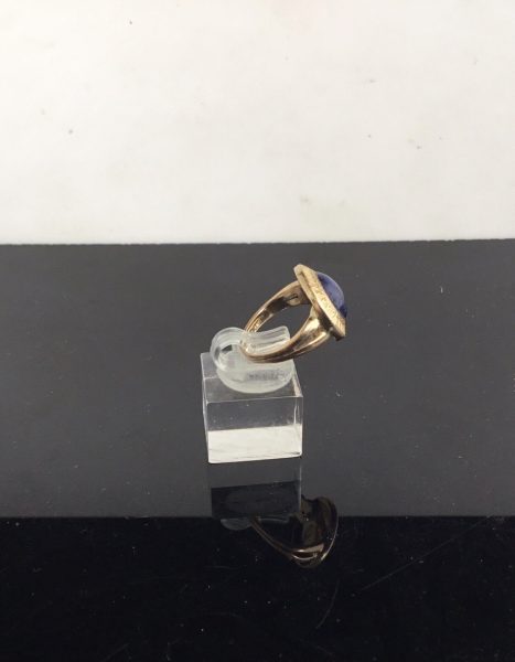 Antique Victorian Etruscan Style Lapis Lazuli Set Ring