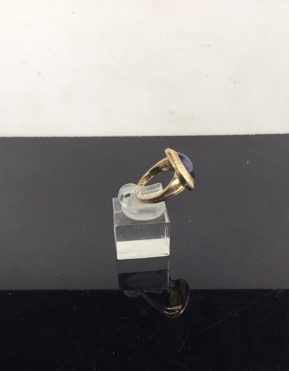 Antique Victorian Etruscan Style Lapis Lazuli Set Ring