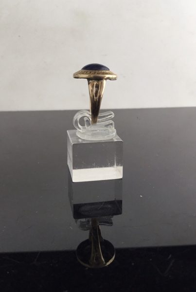 Antique Victorian Etruscan Style Lapis Lazuli Set Ring