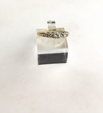Antique Edwardian Five Stone Diamond Engagement Ring in Stepped 18ct Gold Mount