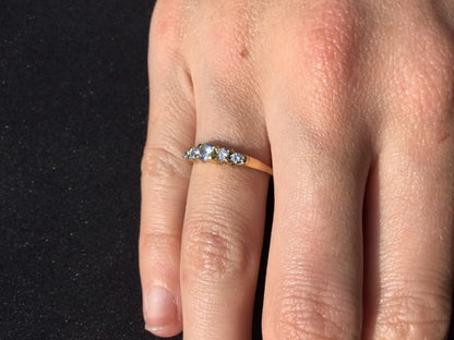 Antique Edwardian Five Stone Diamond Engagement Ring in Stepped 18ct Gold Mount