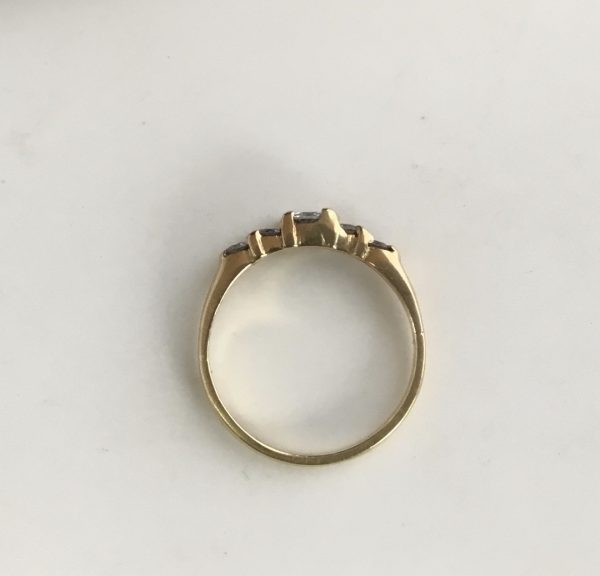 Antique Edwardian Five Stone Diamond Engagement Ring in Stepped 18ct Gold Mount