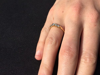 Antique Edwardian Five Stone Diamond Engagement Ring in Stepped 18ct Gold Mount