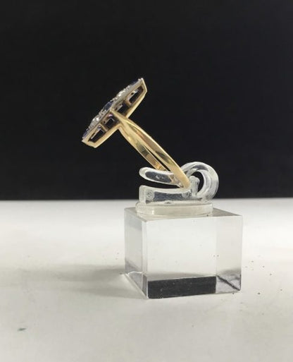 Vintage Art Deco Diamond and Sapphire Plaque Ring