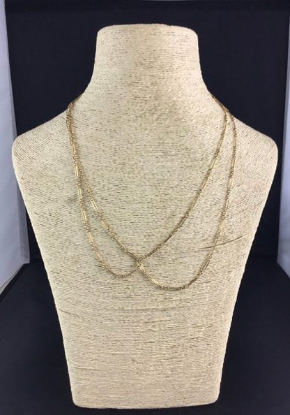 Antique Edwardian Gold Fancy Long Guard Chain Necklace
