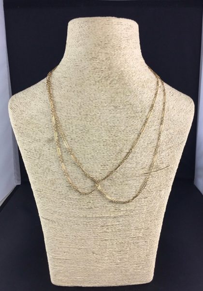 Antique Edwardian Gold Fancy Long Guard Chain Necklace
