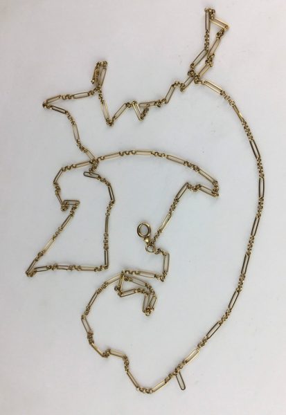 Antique Edwardian Gold Fancy Long Guard Chain Necklace