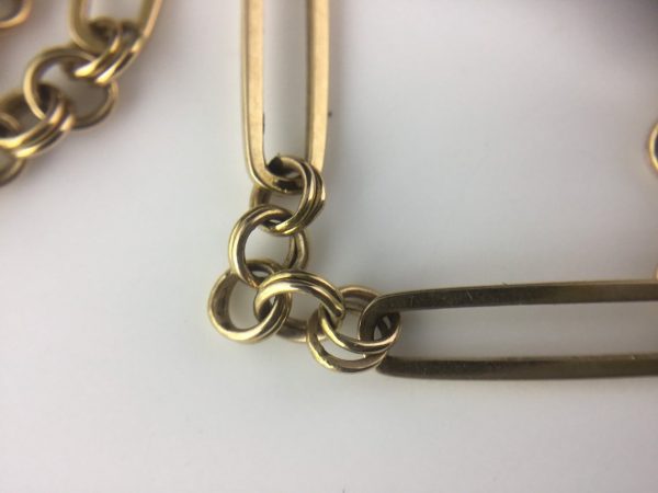 Antique Edwardian Gold Fancy Long Guard Chain Necklace