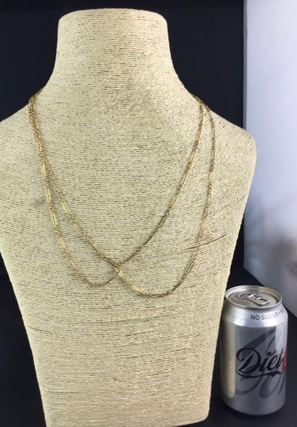 Antique Edwardian Gold Fancy Long Guard Chain Necklace
