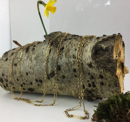 Antique Edwardian Gold Fancy Long Guard Chain Necklace