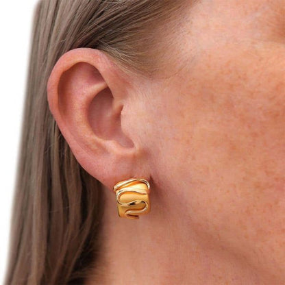 Contemporary French 18ct Gold Serpent Design Hoop Earrings, Circa 1999