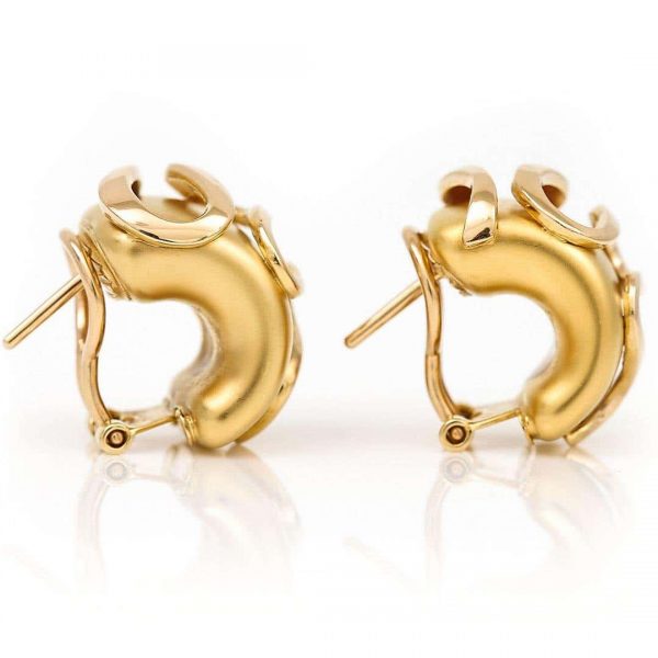 Contemporary French 18ct Gold Serpent Design Hoop Earrings, Circa 1999