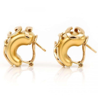 Contemporary French 18ct Gold Serpent Design Hoop Earrings, Circa 1999