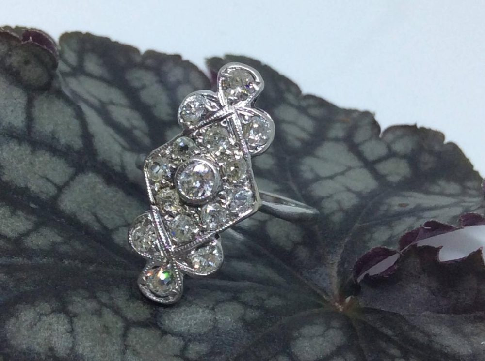Art Deco Diamond Plaque Ring Platinum C.1925