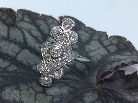 Art Deco Diamond Plaque Ring Platinum C.1925