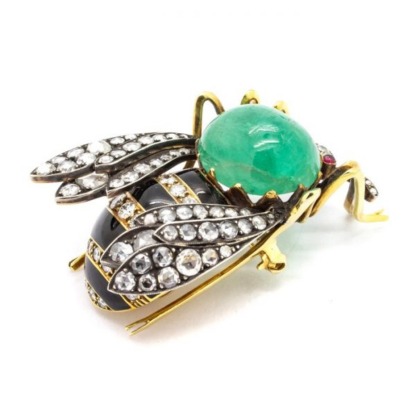 EMERALD BEE BROOCH
