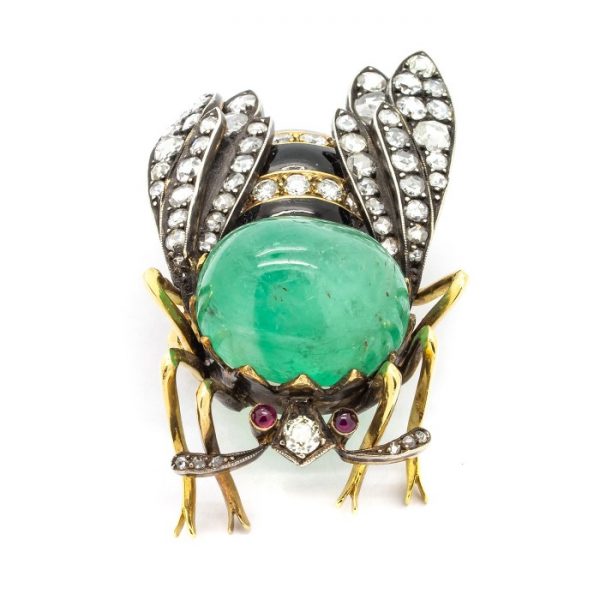 EMERALD BEE BROOCH