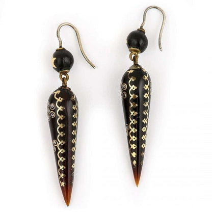 Antique Victorian Yellow Gold and Silver Pique Earrings, Circa 1870