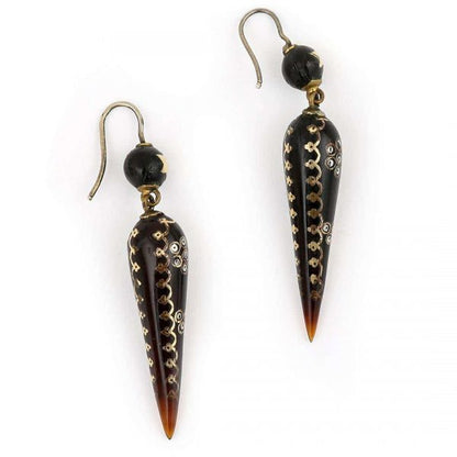 Antique Victorian Yellow Gold and Silver Pique Earrings, Circa 1870