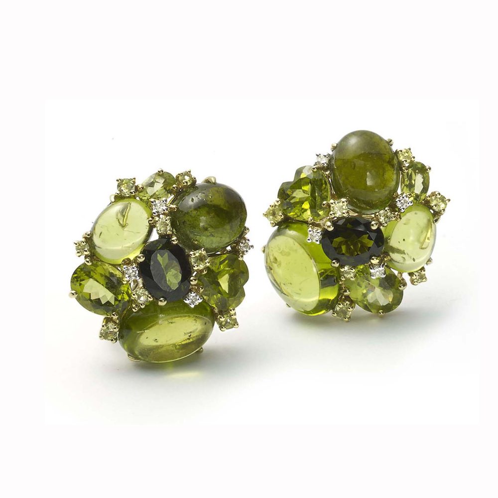 Green tourmaline and peridot earrings
