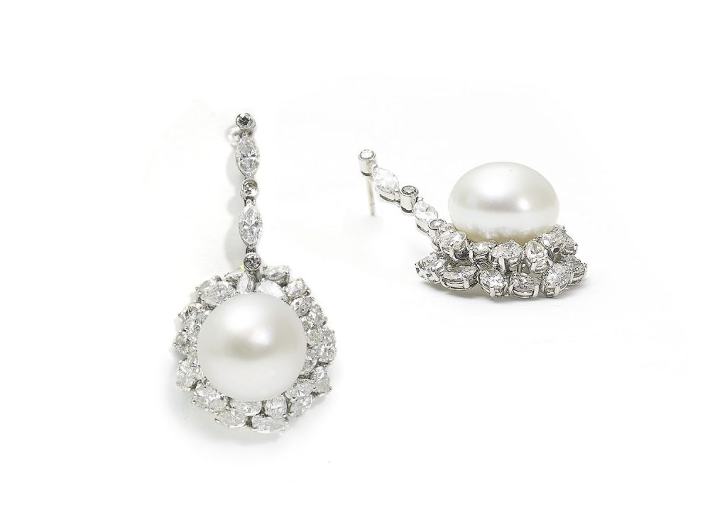 Vintage South Sea Pearl & Diamond Earrings