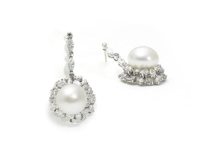 Vintage South Sea Pearl & Diamond Earrings
