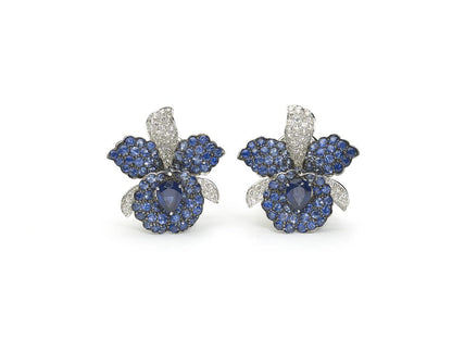 Sapphire & Diamond Orchid Earrings