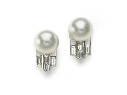 Pearl Diamond Gold Earrings