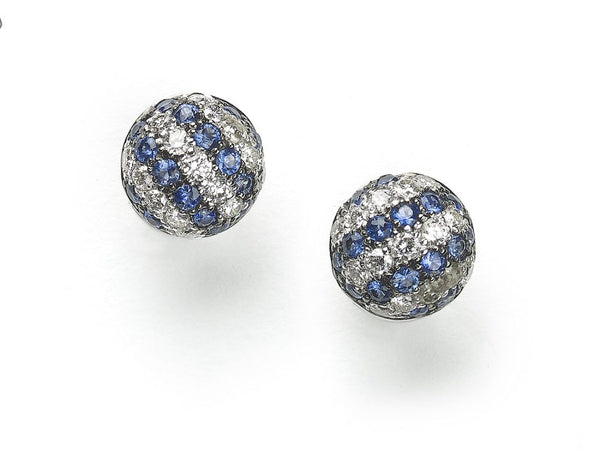 Sapphire Diamond White Gold Stripe Earrings