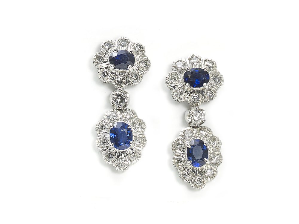 Sapphire Diamond Gold Earrings