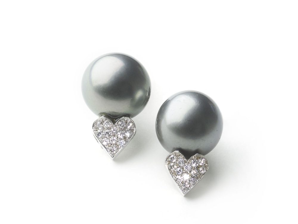 Vintage Tahitian Pearl & Diamond Earrings