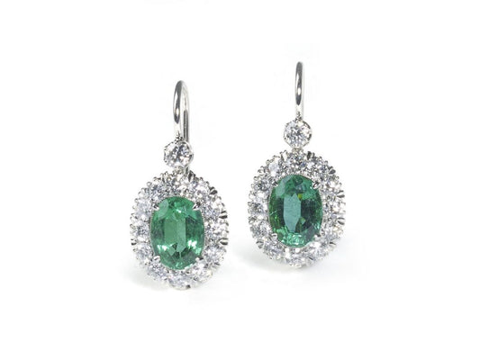 Emerald and Diamond Cluster Earrings