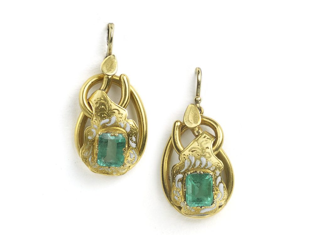 Antique Victorian Emerald & Diamond Earrings