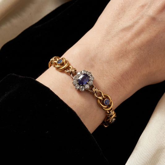 Early 20th Century 21 ct Gold Sapphire And Diamond Bracelet