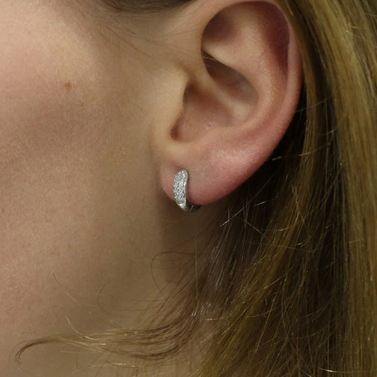 Diamond Huggy Hoop Earrings in 18ct White Gold