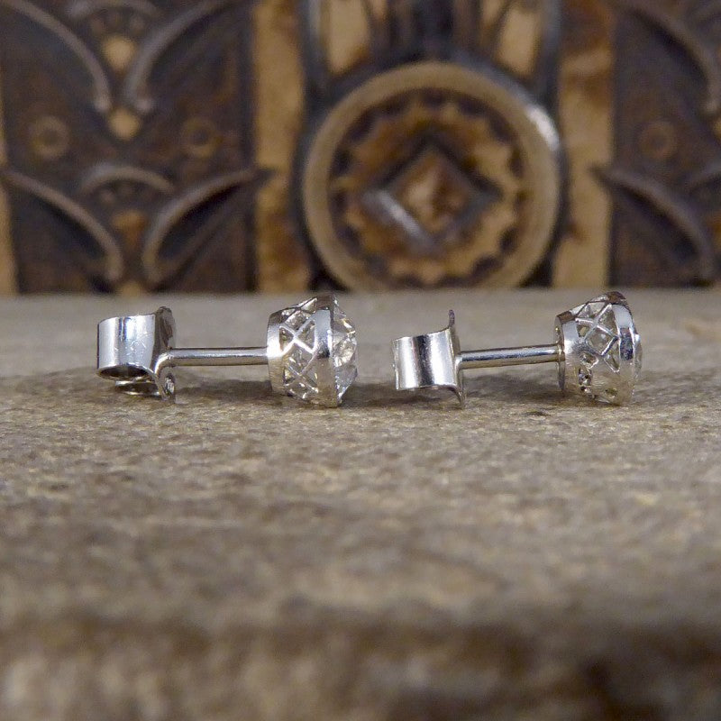 Edwardian 1.45ct Old Cut Diamond Collar Set Stud Earrings