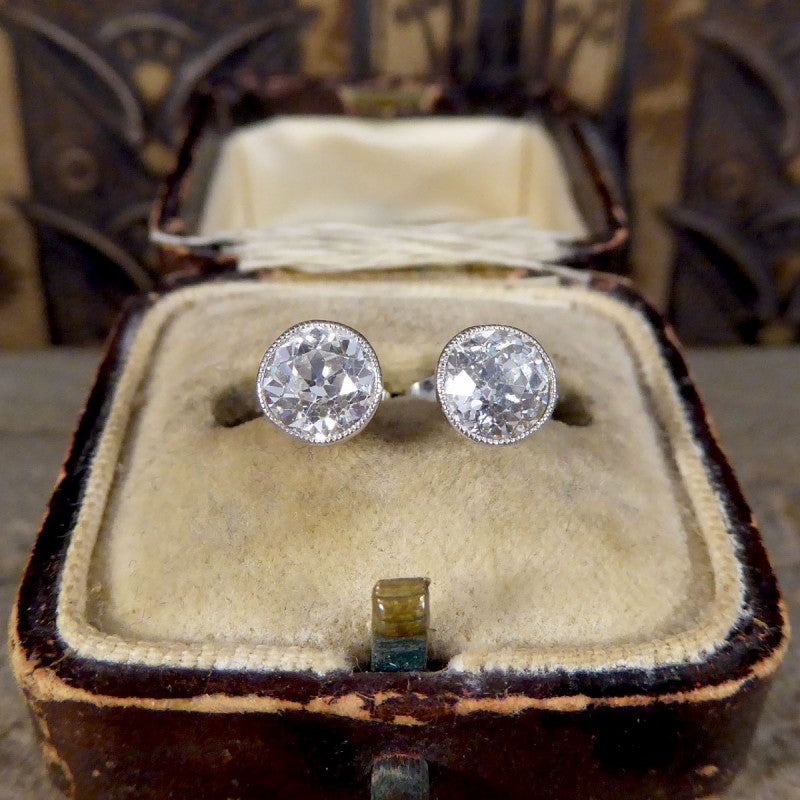 Edwardian 1.45ct Old Cut Diamond Collar Set Stud Earrings