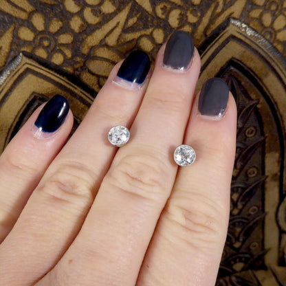 Edwardian 1.45ct Old Cut Diamond Collar Set Stud Earrings