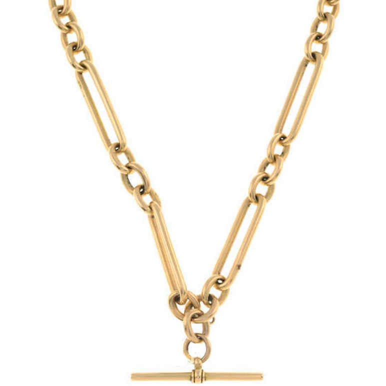 Antique Edwardian 15ct Gold Trombone Link Albert Watch Chain Necklace
