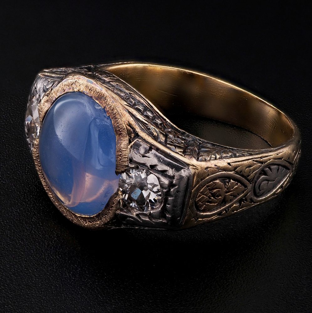 Edwardian Natural 4.8ct Sapphire and Diamond Trilogy Ring