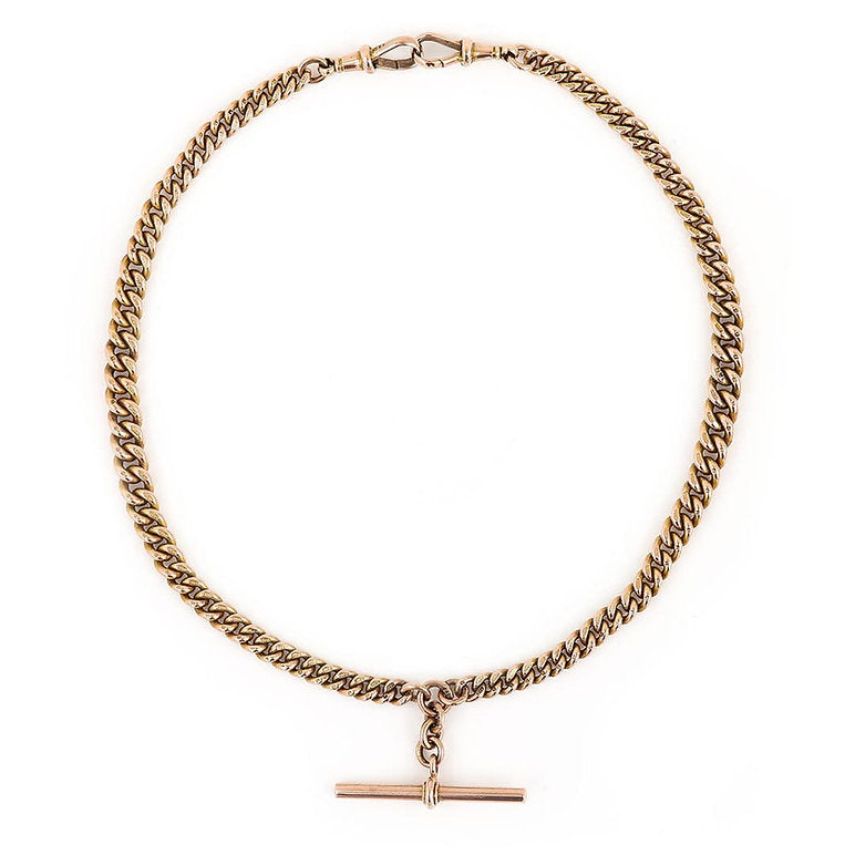 Edwardian Antique 9ct Rose Gold Albert Chain Necklace