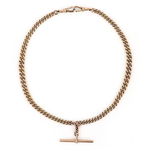 Edwardian Antique 9ct Rose Gold Albert Chain Necklace