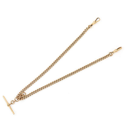 Edwardian Antique 15ct Gold Curb Link Albert Chain Necklace with sliding T-bar